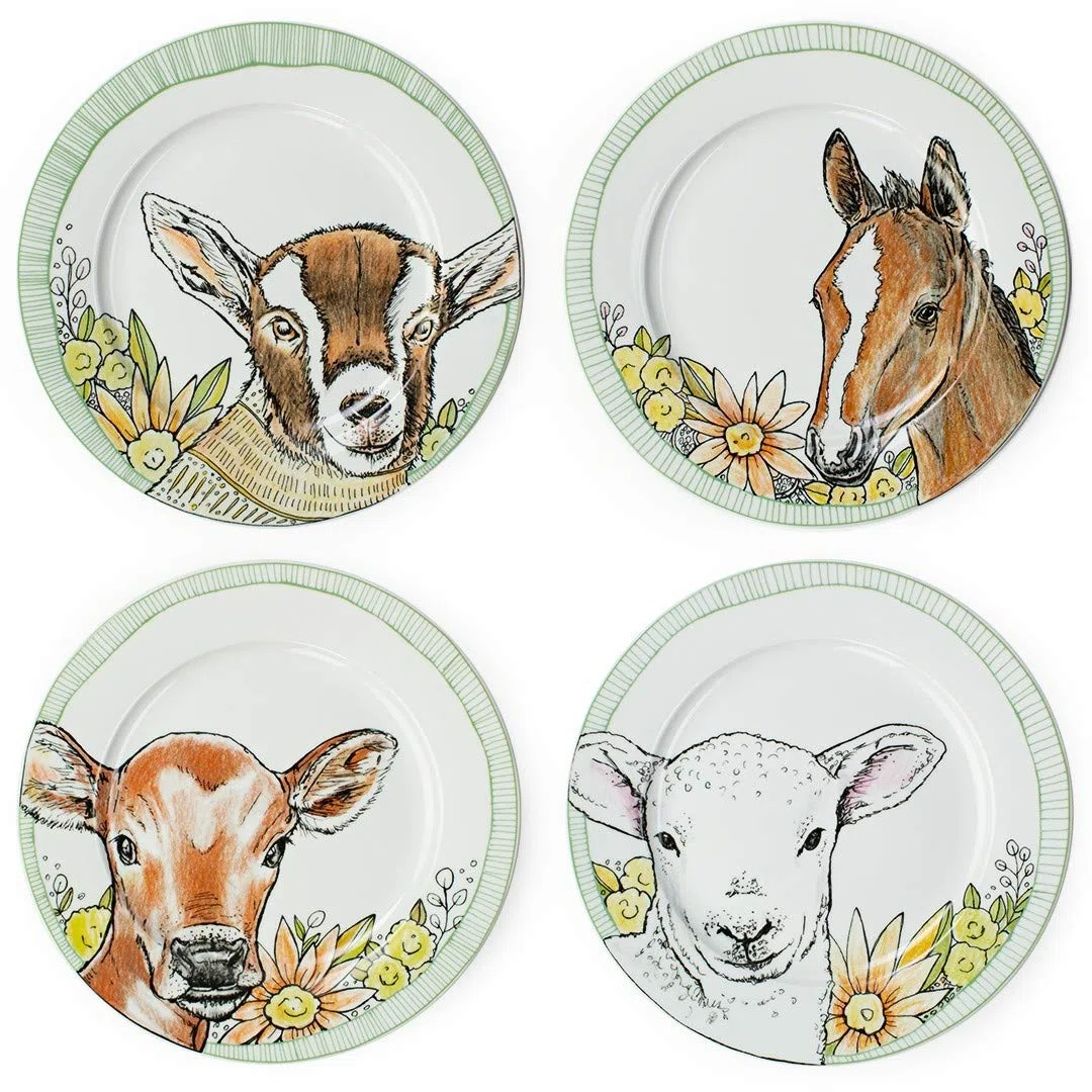 Everything Kitchens Baby Barnyard Animals Colección vajilla