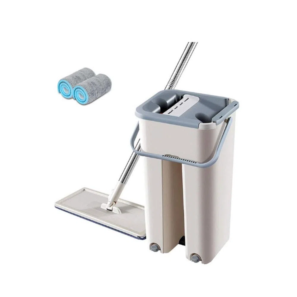 Cleaning Mops Free Hand Spin Cleaning Microfiber Mop with Bucket Flat Squeeze Spray Mop Home Kitchen Floor Clean Tools