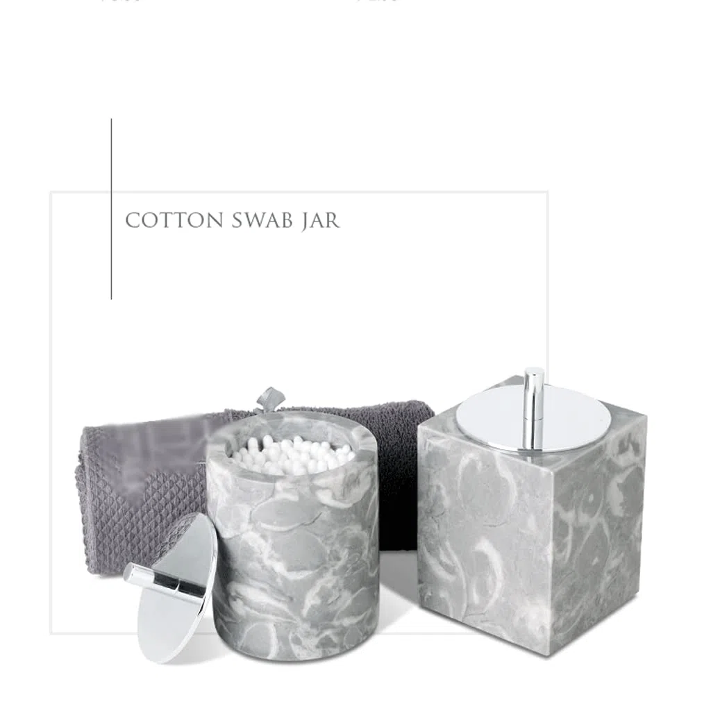 Juego de dispensador de jabón avanzado gris, juego de accesorios de baño de mármol, encimera de baño y decoración de cocina de estilo rústico, juego de soporte para cepillo de dientes poroso ade