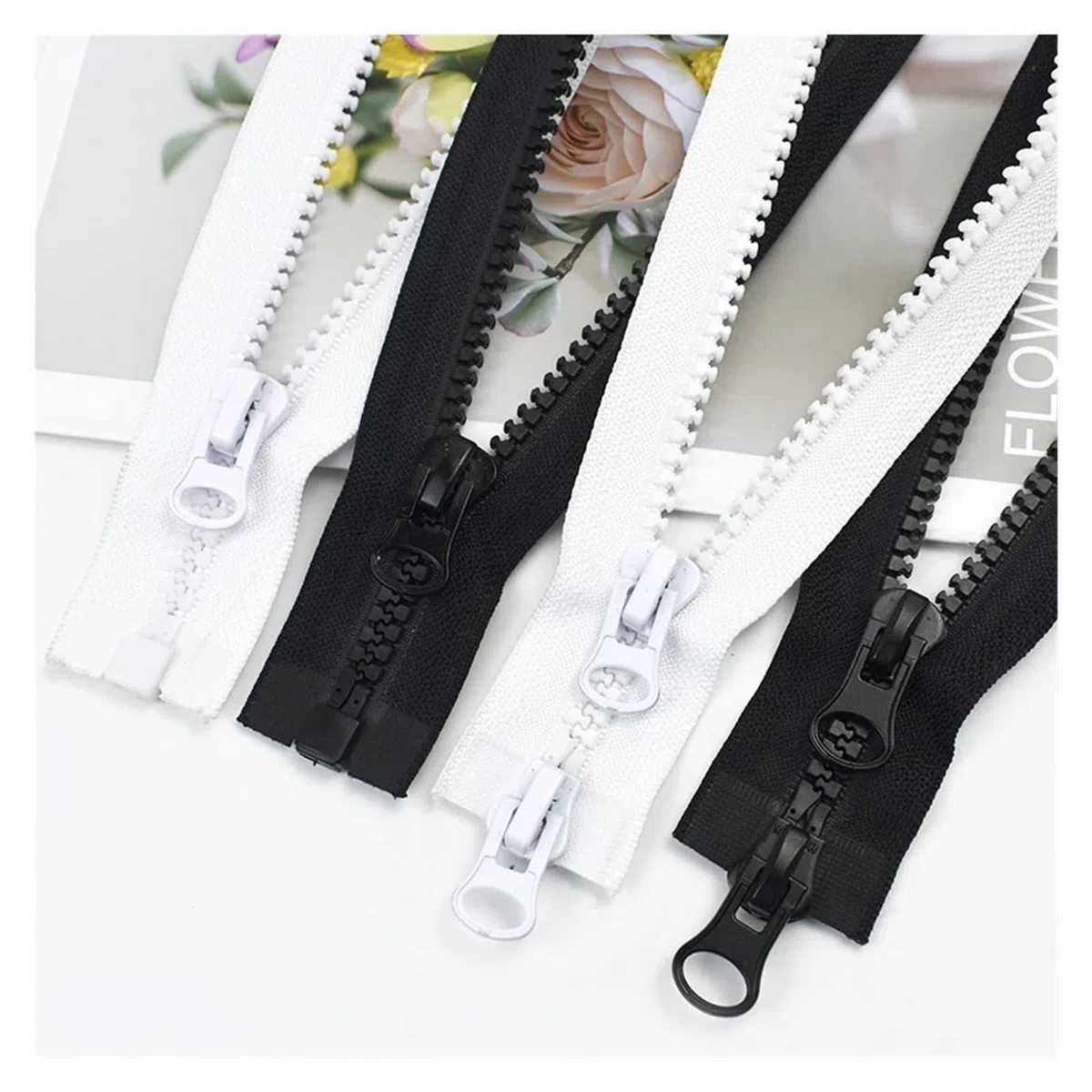 cremalleras para coser, 2 cremalleras blancas y negras de doble cursor con extremo abierto for coser abrigos, ropa, tiendas campaña accesorios bricolaje(White,60CM-NO5)
