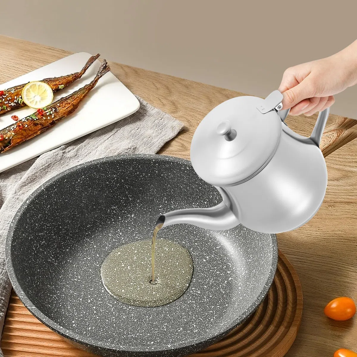 Grasa separador de aceite, olla de 1,36 l/48 oz, recipiente para grasa con tapa, separador de grasa, recipiente con colador, restaurante, cocina, separador de grasa, filtro de grasa, filtro de grasa,