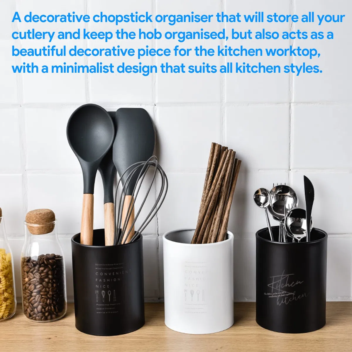 Jenngaoo Organizador de Cubiertos de Acero Inoxidable para Cocina con Escurridor, Estante Nórdico para Utensilios de Cuchara Tenedor y Almacenamiento Encimera