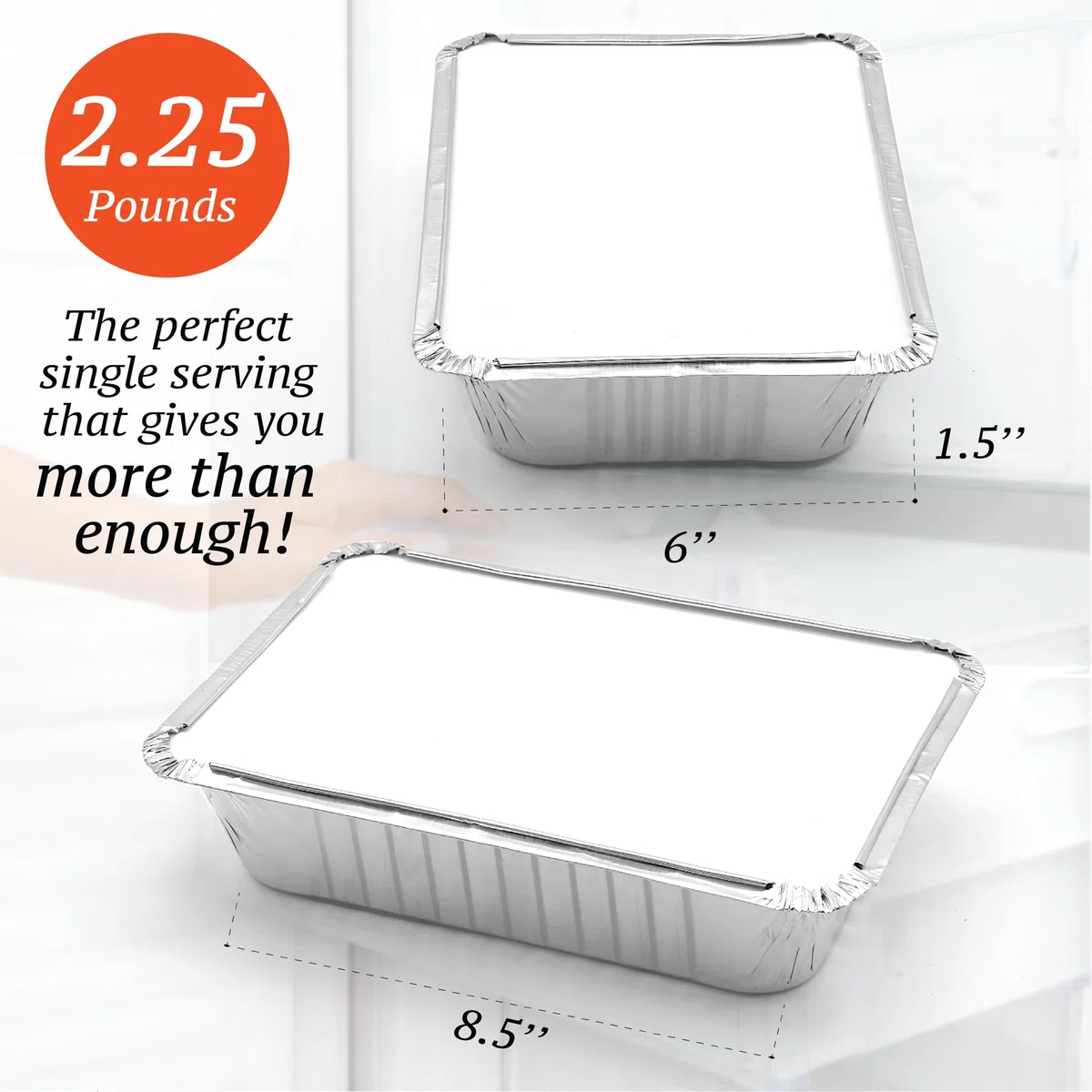 Spare Essentials Paquete de 110 sartenes de aluminio de 2.2 libras con tapas de cartón, recipientes de aluminio con tapas, recipientes desechables para alimentos, bandejas de preparación de comidas,
