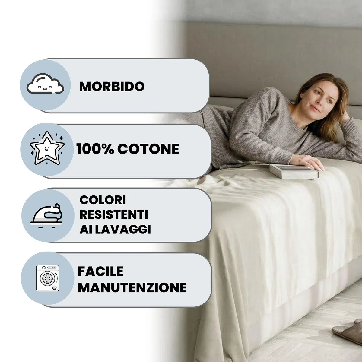 Italian Bed Linen Max Color Sábana Encimera, 100% Algodón, Gris (Tortora), 180x300 cm