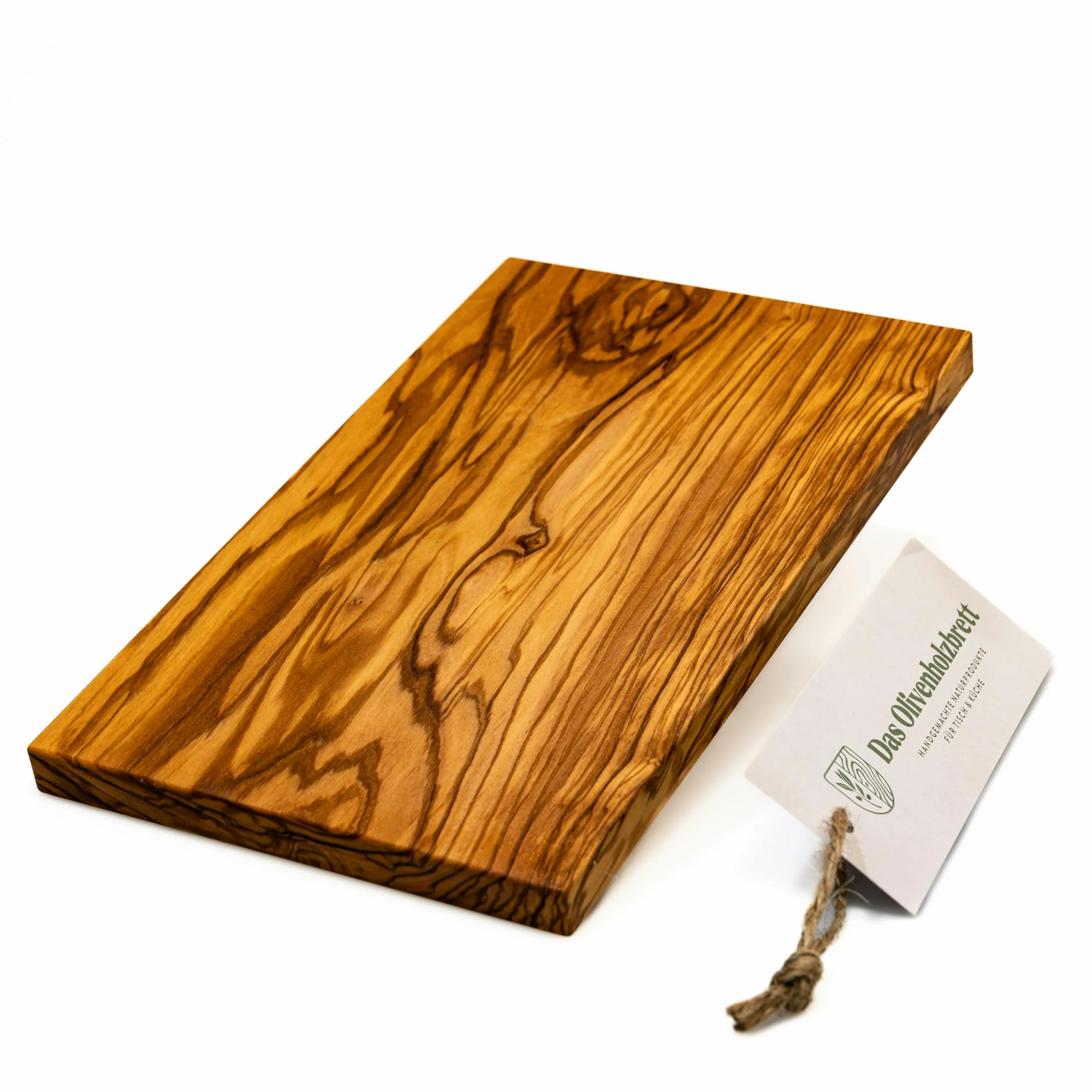 DAS OLIVENHOLZBRETT® Tabla de Cortar Rectangular de Madera de Olivo / Tabla de Desayuno - 20 cm