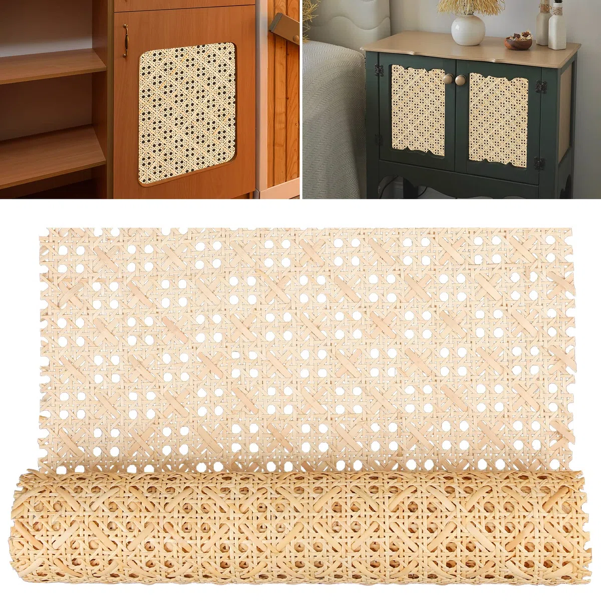 Savita Ratán Natural Rollo, 0,35x1m Correas de Caña Natural Cincha de Ratán Natural Cincha de Ratán para Proyectos de Caning Ratán Ancho para Manualidades Gabinete Silla Muebles