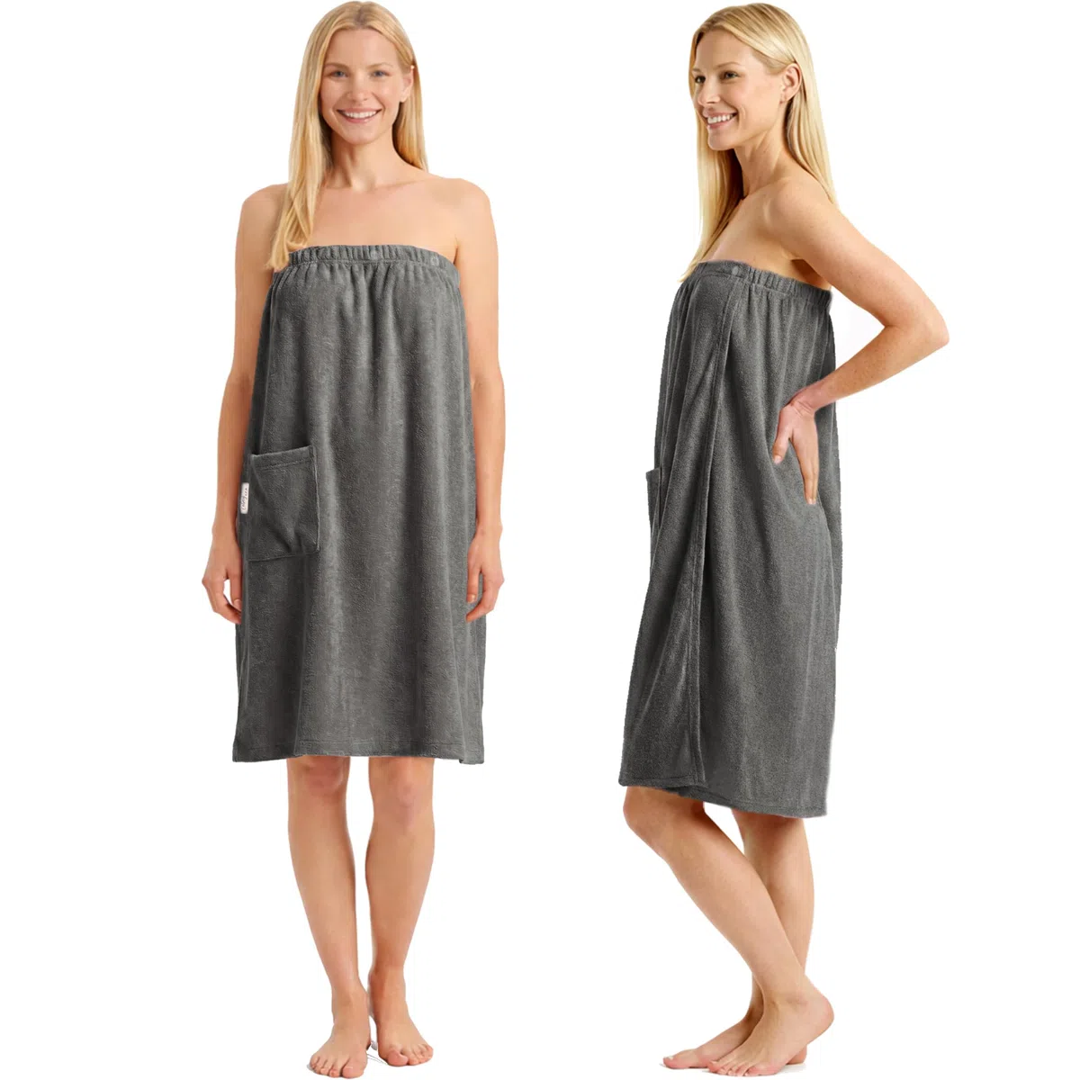 Toalla de Sauna Ligera de Rizo para Mujer, Toalla de Sauna de Algodón con Goma Elástica y Botón, Vestido de Sauna, Falda Escocesa