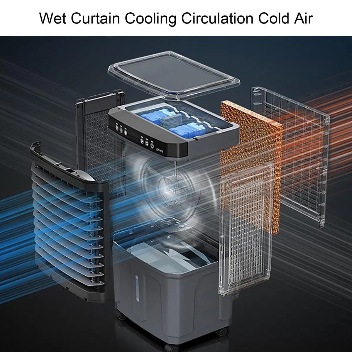 Aire acondicionado portátil, pingüino aire acondicionado sin tubo frío con temporizador para la habitación con motor de cobre puro, ventilador de refrigeración con mando a distancia, tres niveles de