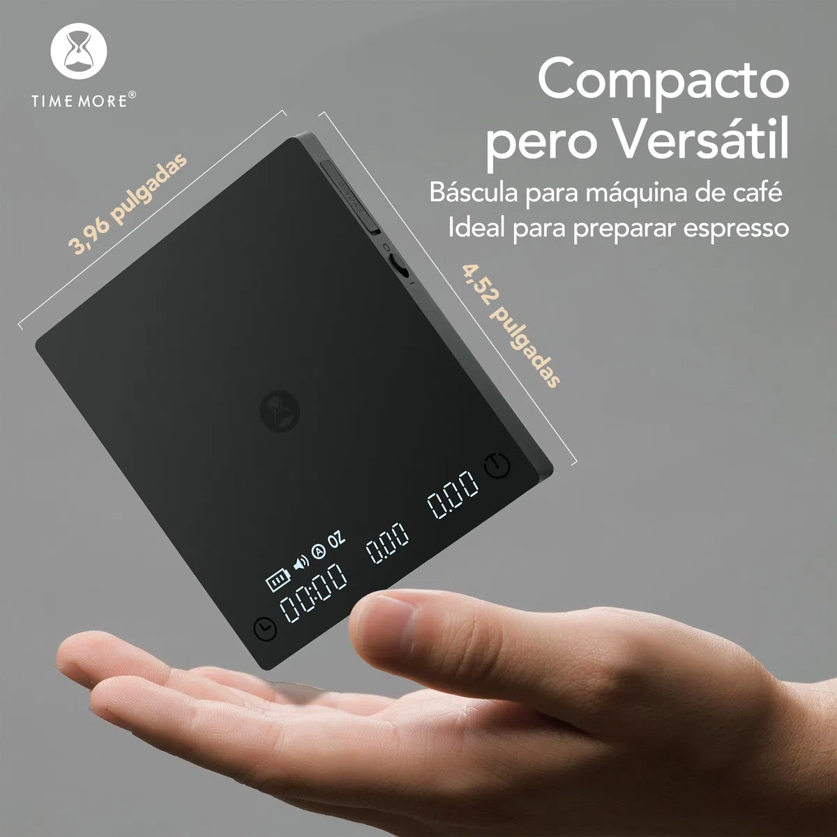 TIMEMORE Black Mirror Mini, balanza digital para café con temporizador, 2 kg/0,1 g, función de flujo, compacta y portátil, almohadilla protectora de silicona, balanza para espresso, negra