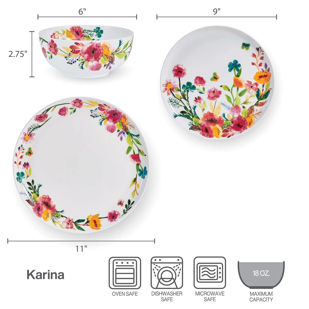 Mikasa Karina - Juego de vajilla resistente a las astillas de 12 piezas, servicio para 4 personas