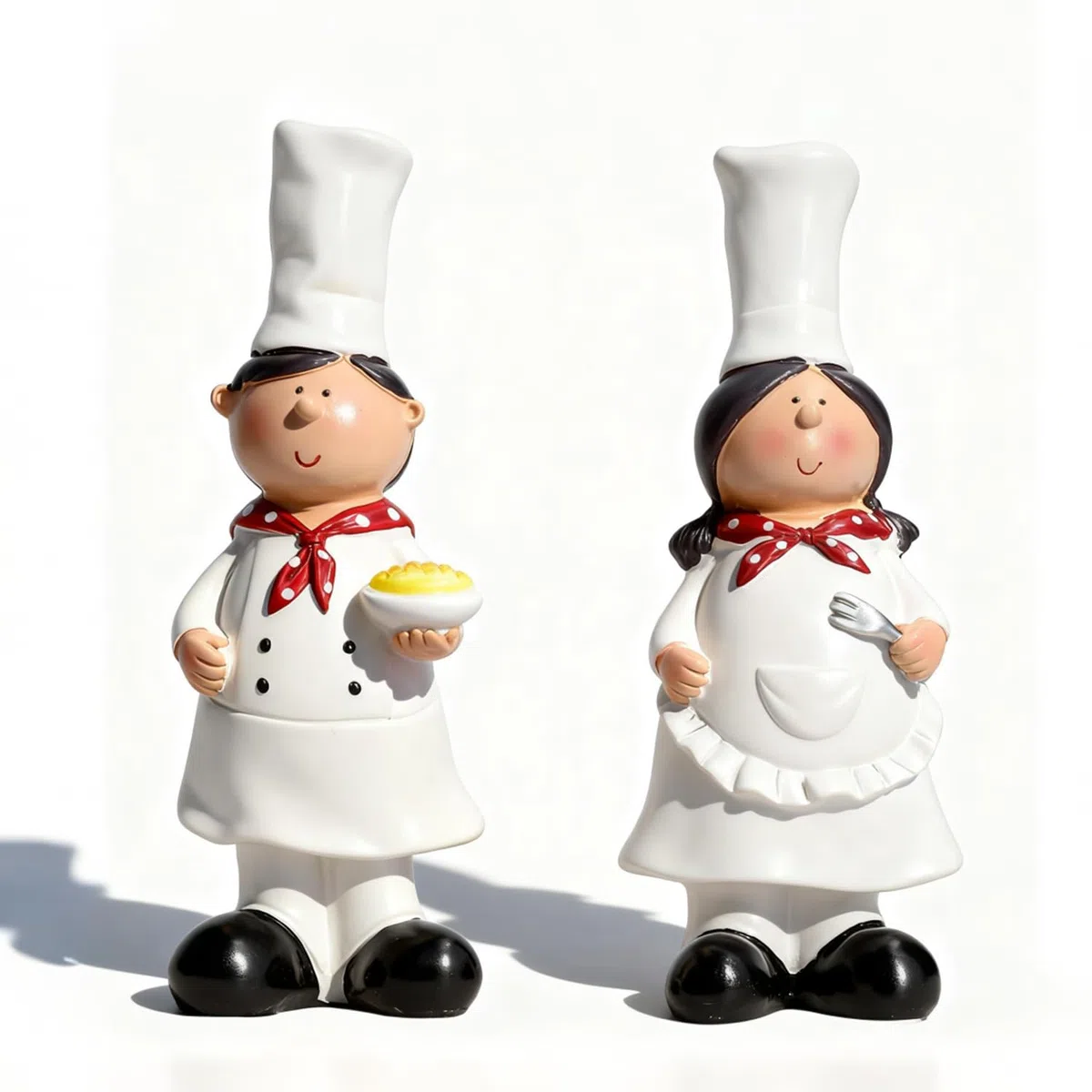 Tissting Escultura Chef Resina 2 Figuras Decoración Cocina Pareja Chef | Estatuas Chef para Bar Gabinete Panadería Regalo Restaurante