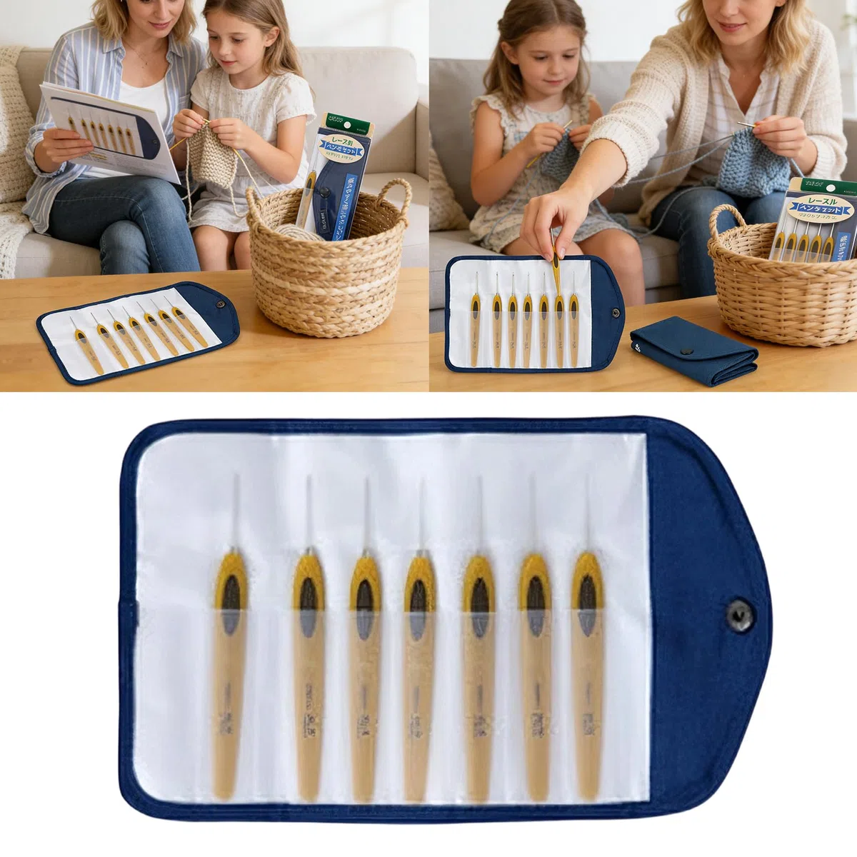 Juego de agujas de ganchillo para manualidades de encaje, incluye mango ergonómico de varios tamaños, estuche de almacenamiento portátil, ideal para proyectos, gancho de aluminio