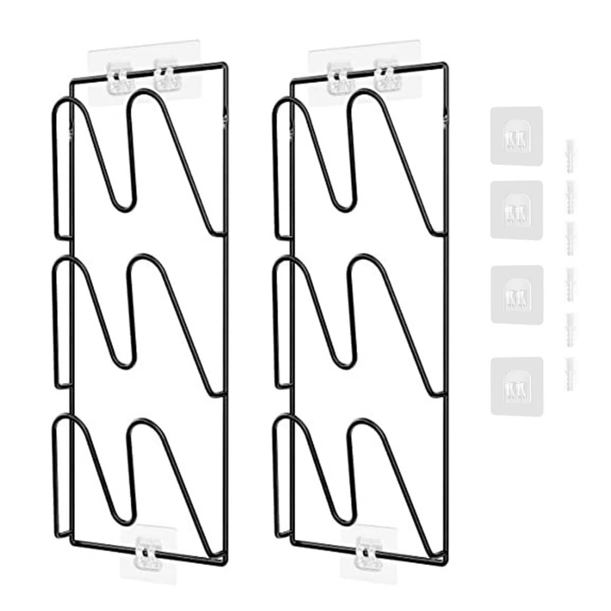 Aisny Soporte Autoadhesivo de Metal para Tapa de Olla y Sartén - 3 Ranuras, 2 Piezas, Organizador para Pared de Puerta de Armario