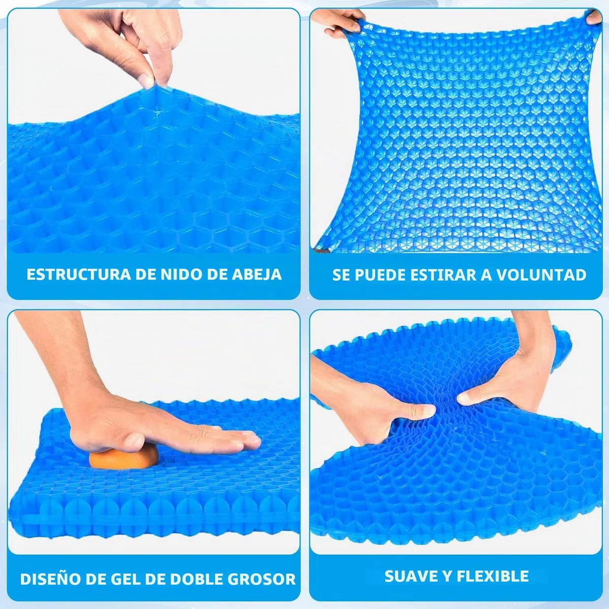 Raxfekro Cojin Antiescaras de Gel Ortopédico, Cojin Coxis de Gel Engrosada de Doble Cara, Alivia la Presión y el Dolor en la Zona Lumbar, Adecuado para Personas Que Permanecen Sentadas Mucho Tiempo