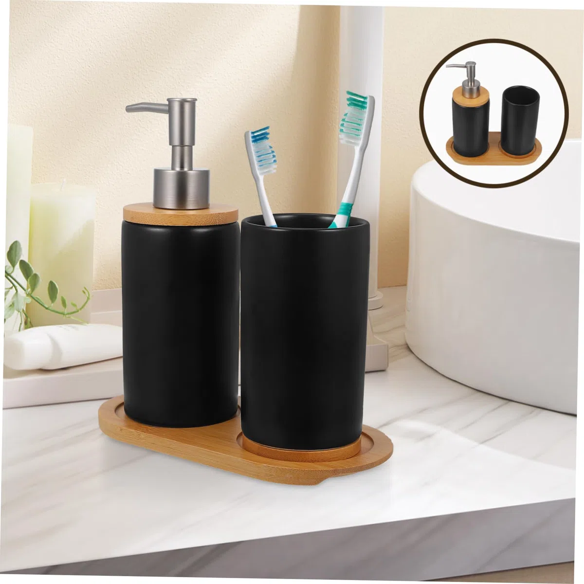 Hemobllo Taza de Lavado de Cerámica Soporte para Cepillo de Dientes Recipiente para Loción Accesorios para Baño de Baño Vaso para Enjuague Bucal