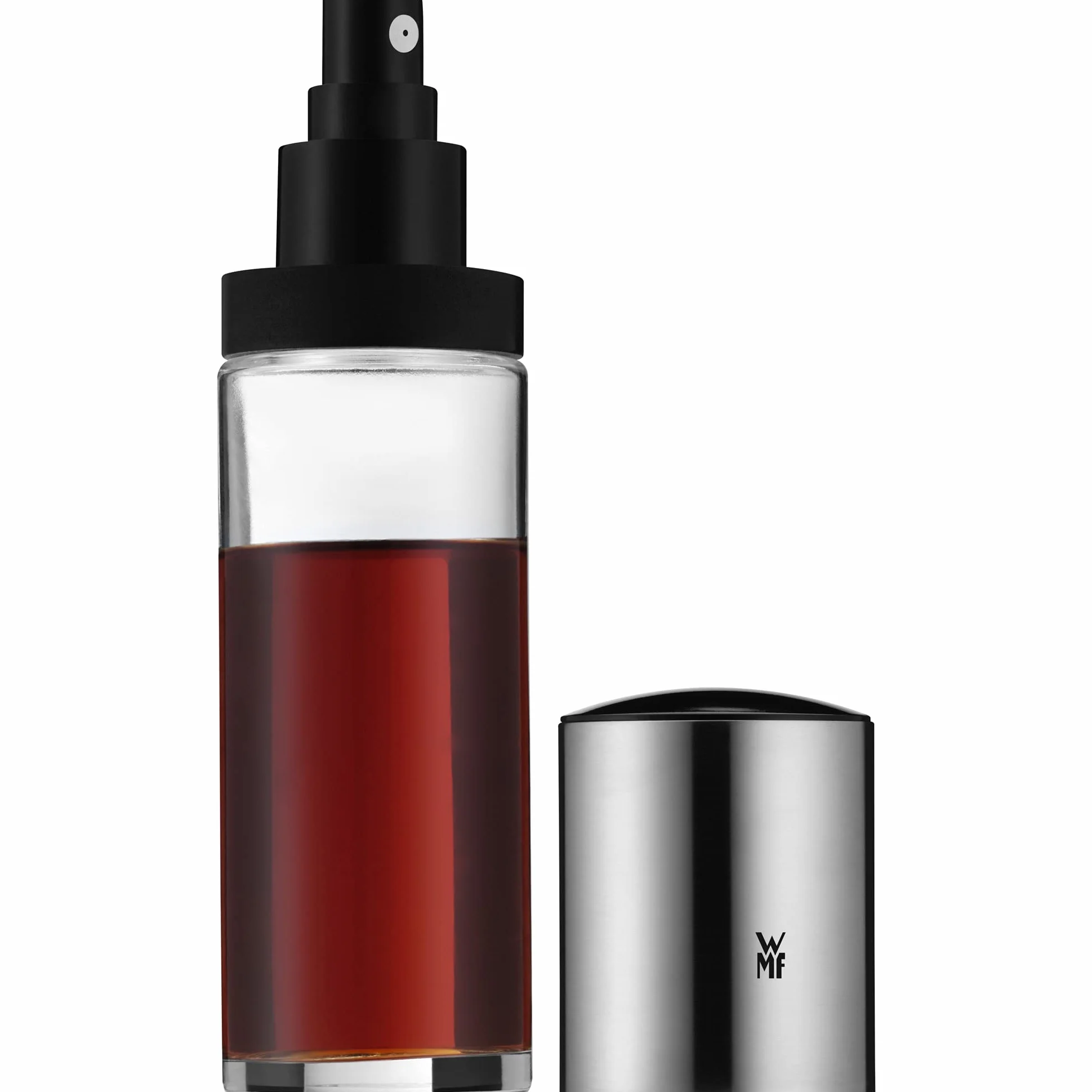 WMF Basic - Pulverizador de aceite y vinagre (125 ml, botella de espray de aceite con recipiente de cristal, acero inoxidable Cromargan mate, apto para lavavajillas)