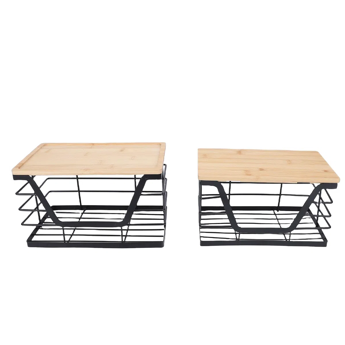 Soporte para Bolsas de Basura, 2 Unidades de Almacenamiento Apilable con Apertura Amplia y Tapa de Madera, Organizador Dispensador de Bolsas de Basura para 13 de 33 y 4 de 10 Galones, Debajo