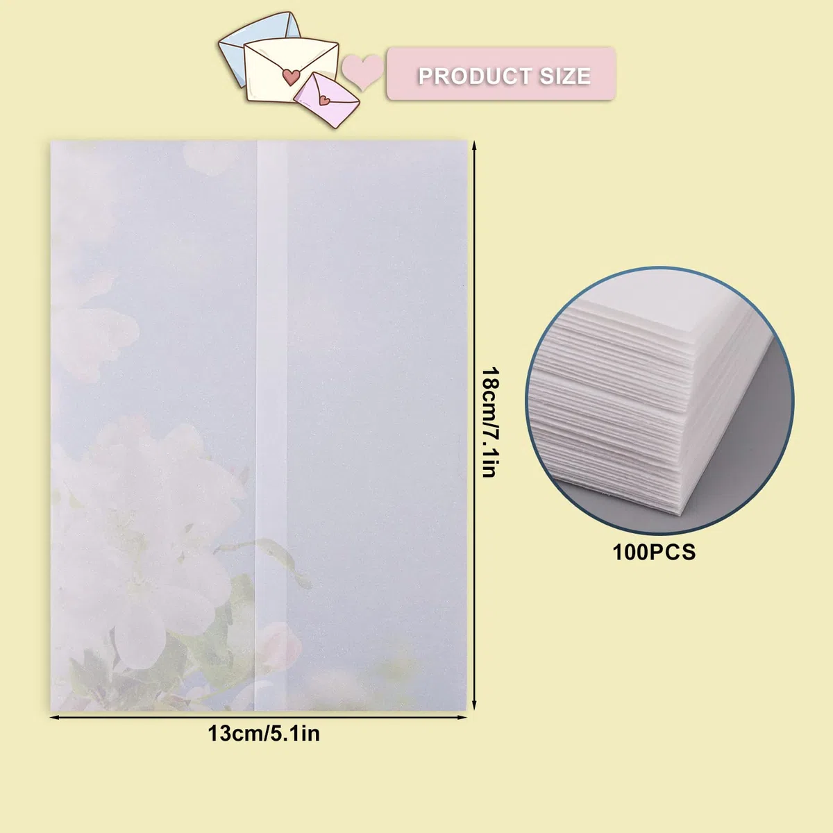 100 Piezas de Papel de Vitela Blanco para Invitaciones, 13x18cm Predoblado Papel de Vitela para Invitaciones Sobre de Invitación para Invitaciones de Boda Baby Shower Invitaciones de Cumpleaños