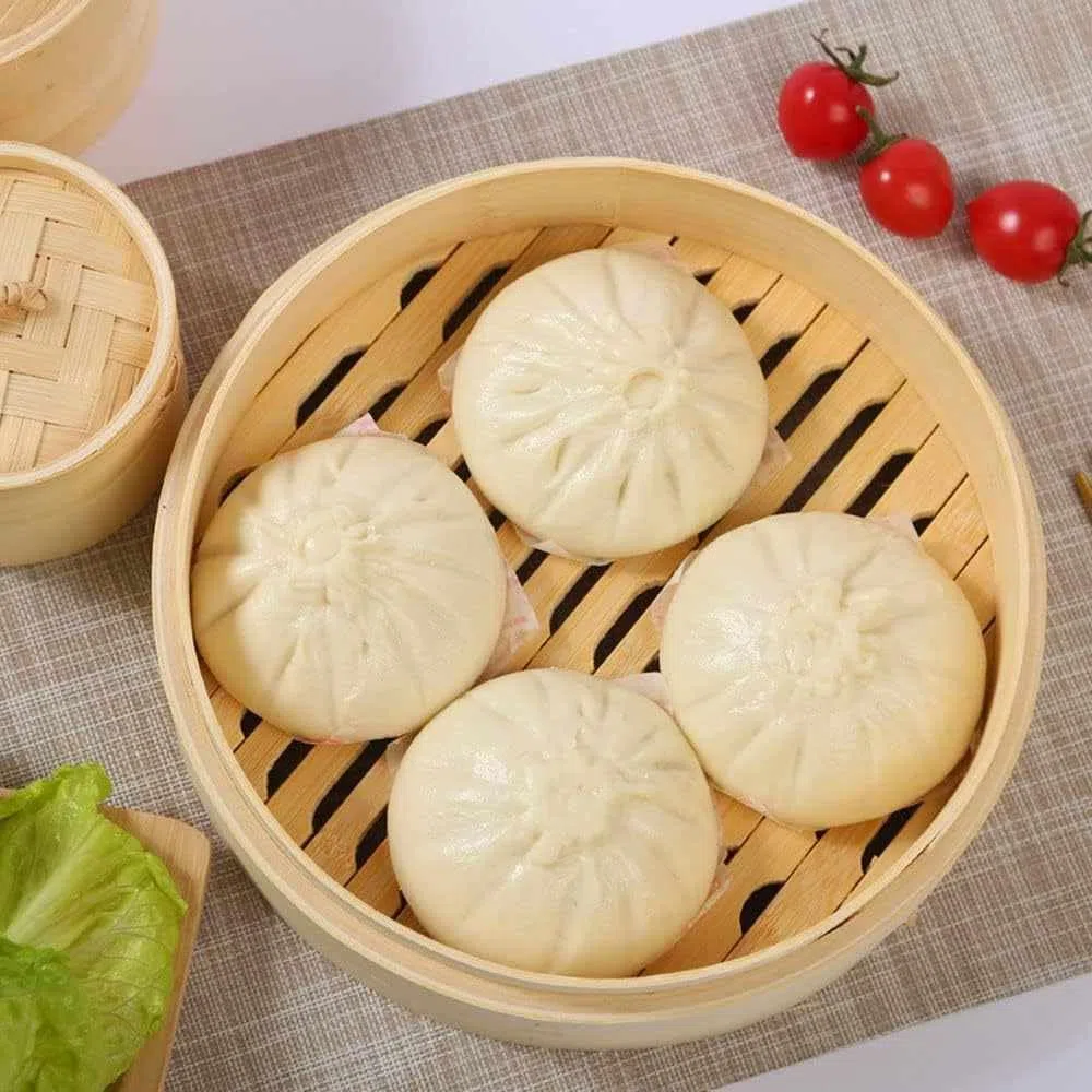 CHEFZOCO Cesta de Vapor de Bambú para Cocinar Asiático, Steamer de bambú, Canasta para vapor, Vaporera de bambú, Dim sum basket, Diámetro 24 cm, Altura 15.3 cm, 2 pisos, 800 gramos