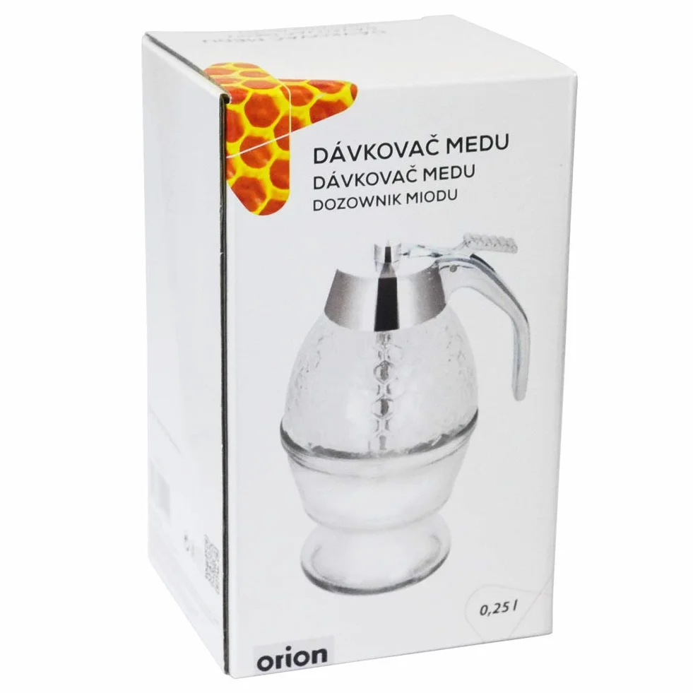ORION - Dispensador de cristal para miel, jarabe, miel, con soporte de almacenamiento