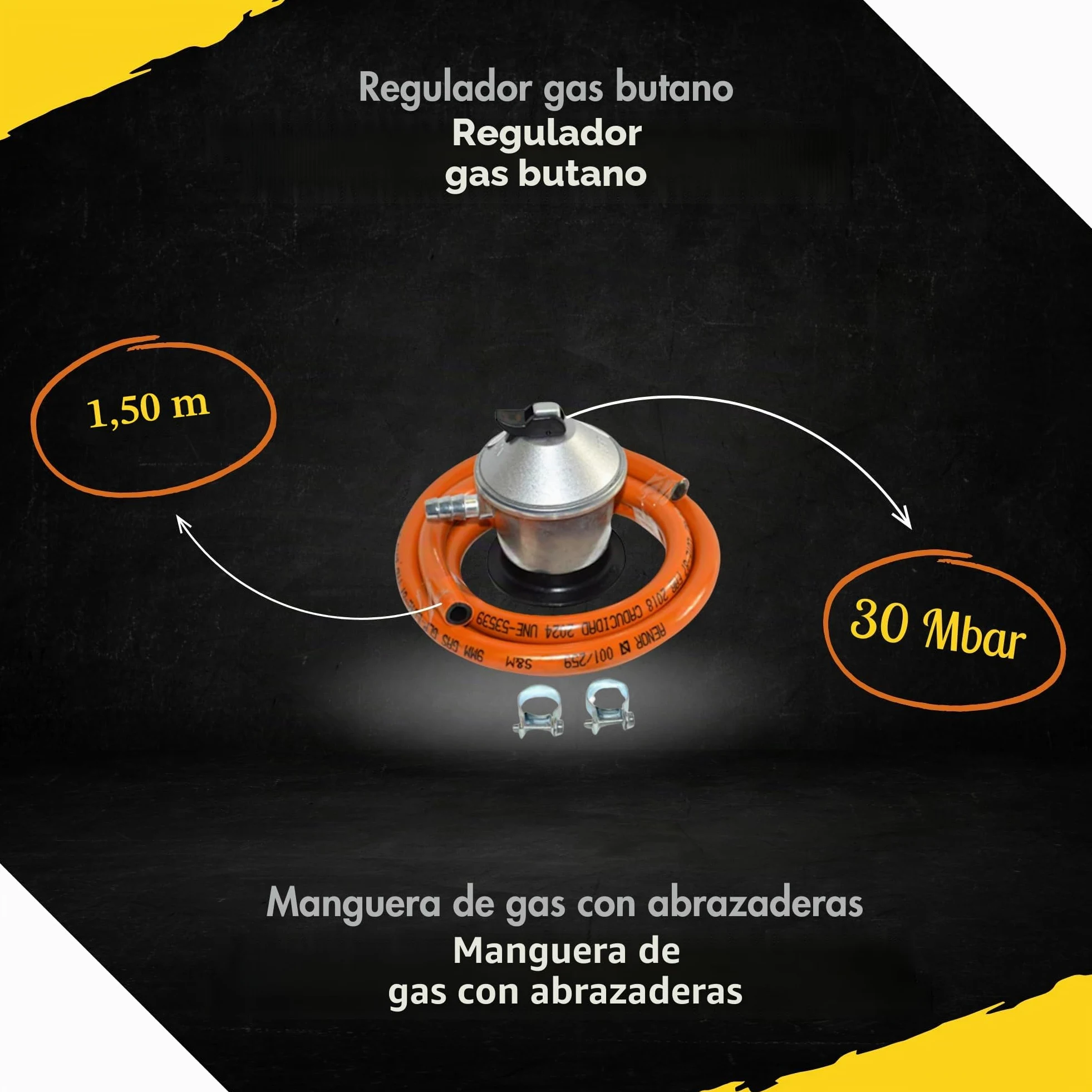 COMBOI Paellero gas butano, Kit Profesional, Quemador plano 35 cm, Paellera Pulida 46 cm, Regulador, Manguera, Soporte Patas, Nivel, Delantal, Libro Recetas Digital (Kit Paellero Pro 35 cm)