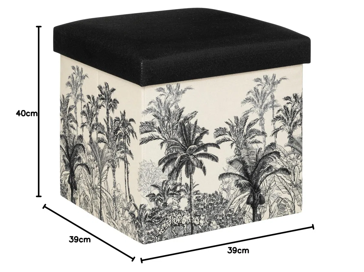 Atmosphera - Puff Plegable Benicio Madera - Blanco y Negro