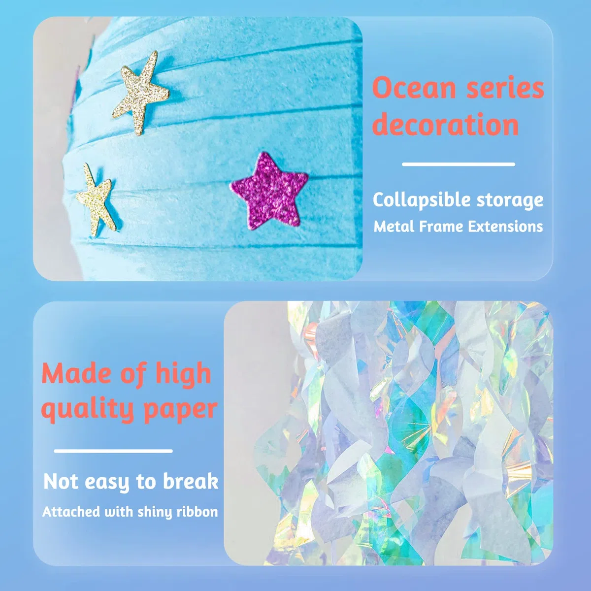 2 Pieza Linternas de Papel de Medusas, Linternas Decorativas de Sirena, Decoraciones de Fiesta de Cumpleaños, Suministros de Fiesta Temática del Océano