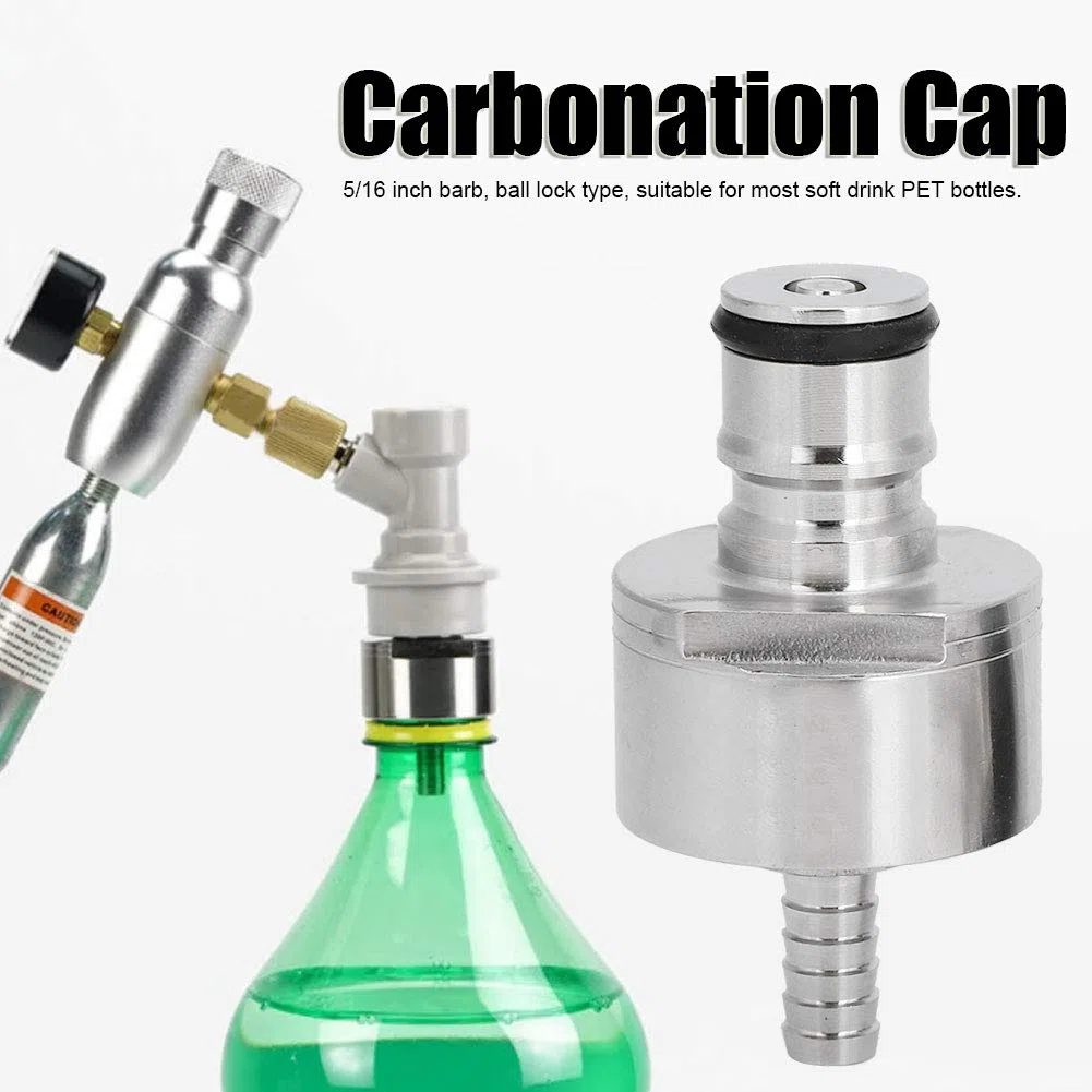 Tapa De Carbonatación De Acero Inoxidable, 2 Uds., Llenado De Botellas De PET Con Carbonatación Forzada, Acoplamiento De Púas 5/16 Para Carbonato, Cerveza, Soda, Botella De PET De Acero Inoxidable, Ju