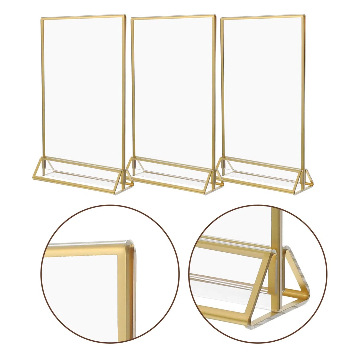 Porta Menú Acrílico Dorado de Doble Cara 6 Piezas para Mesa | Expositor de Carteles, para Centros Comerciales y Supermercados, Fácil de Llevar y Guardar
