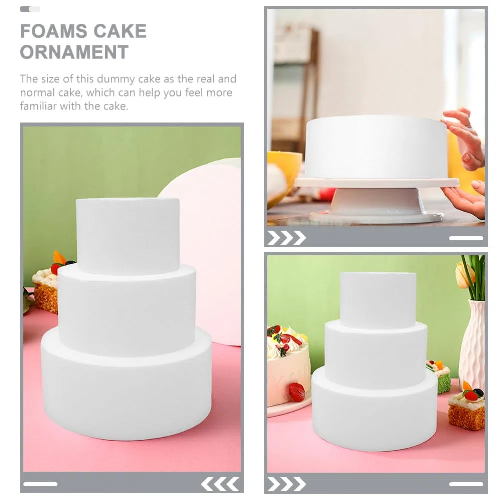 Didiseaon Mannequins De Pasteles Falsos De Espuma 4 Piezas Poliestireno Redondos Tamaños 4-10 Pulgadas Para Decoración De Tartas Exhibiciones Bodas Cumpleaños