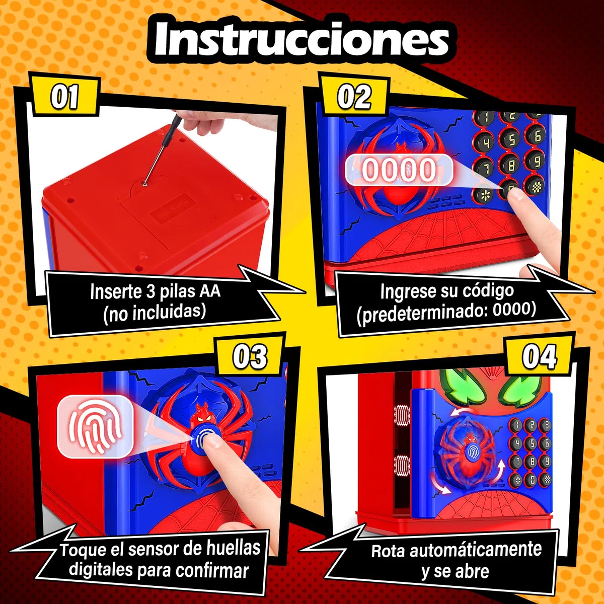 Hucha Infantil - Caja Fuente Niños, Spider Hucha Electronica con Huella Digital y Código, Hucha Cajero Automático con Succión de Billetes, Regalo Niño Niña 3 4 5 6 7 8 10 12 Años