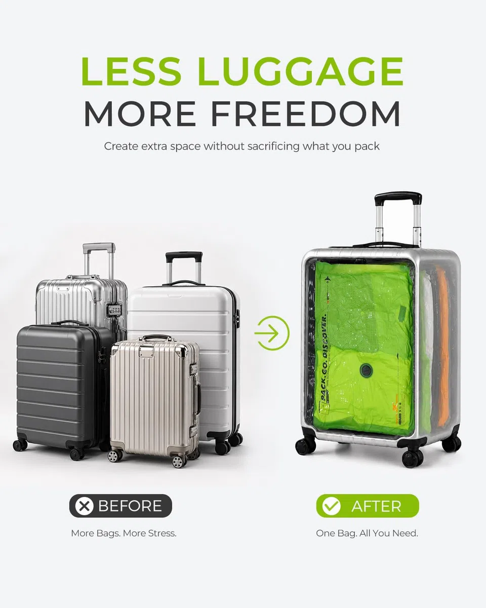 Vacbird Bolsas de almacenamiento al vacío con bomba recargable para viajes, paquete de 20