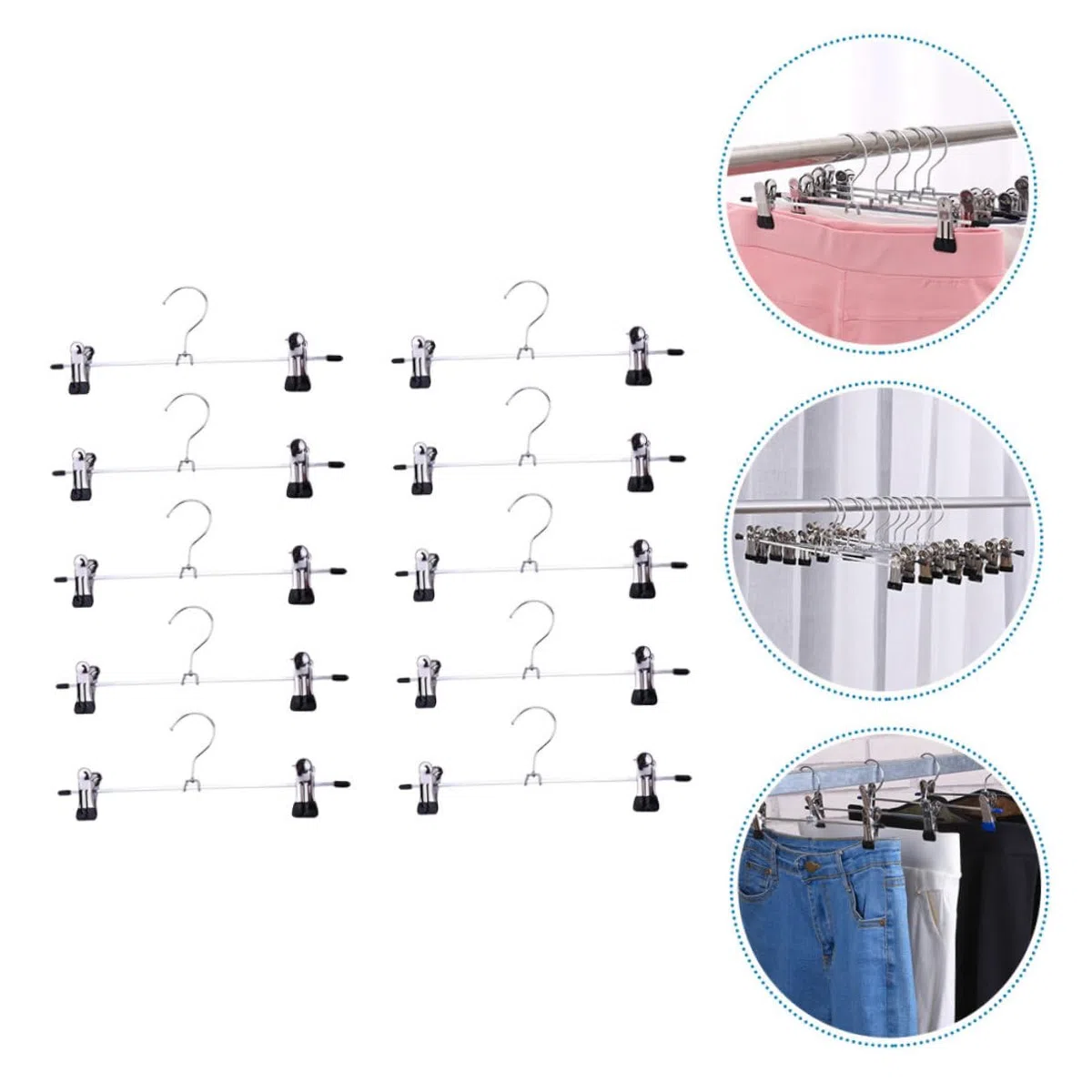 Perchas de ropa que ahorran espacio, perchas, 40 piezas de perchero de metal para pantalones, perchas de metal para pantalones con pinzas, perchas con pinzas para pantalones, perchas para ropa suelta,