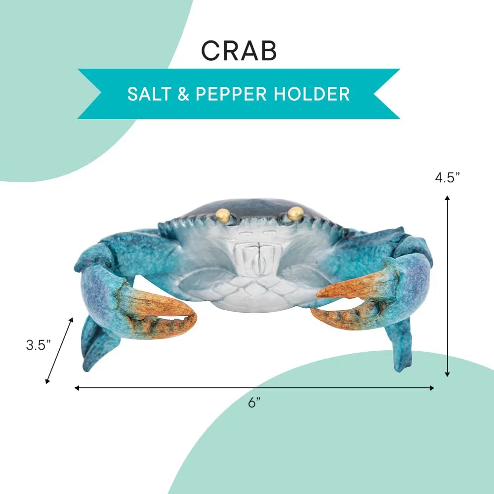 Juego de salero y pimentero en forma de cangrejo, figura decorativa azul para cocina, mesa de comedor, accesorios náuticos y decoración costera