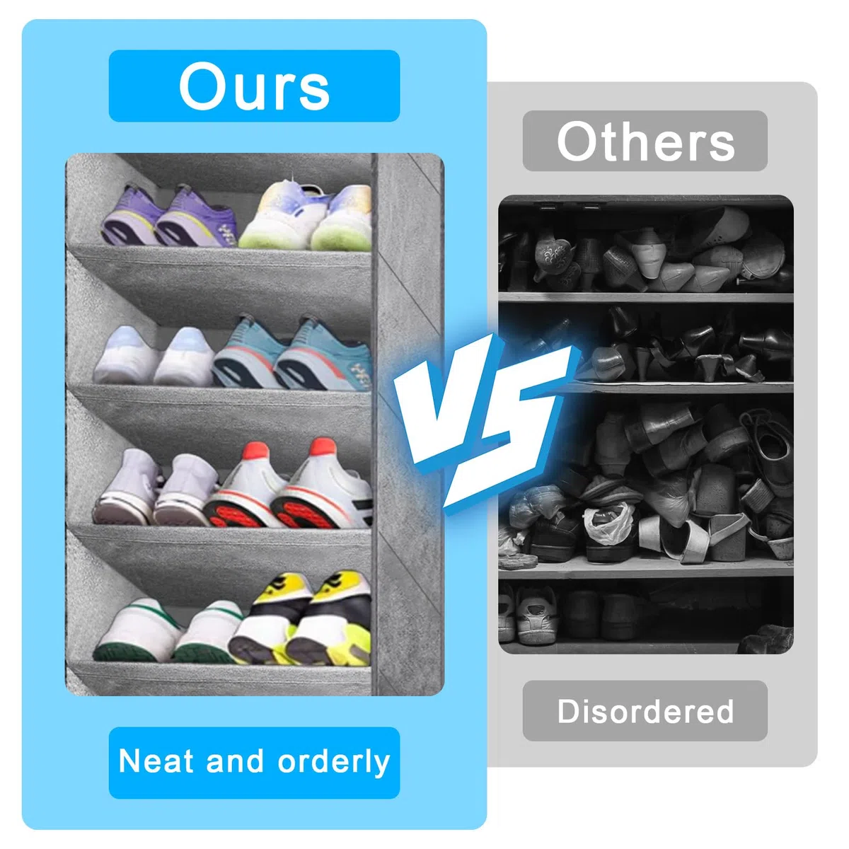 Zapatero para puerta, zapatero colgante, organizador de zapatos, puerta con 8 bolsillos profundos, se adapta a 20 pares de zapatos (gris)