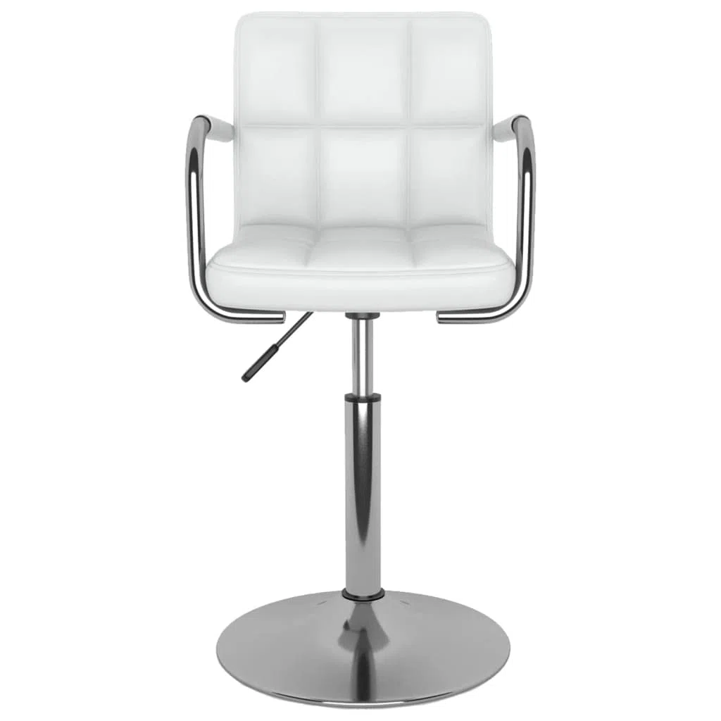 Juego de 2 sillas de comedor giratorias de piel sintética blanca con estructura de acero cromado, altura regulable mediante muelle de gas, giratorias de 360 grados para comedor