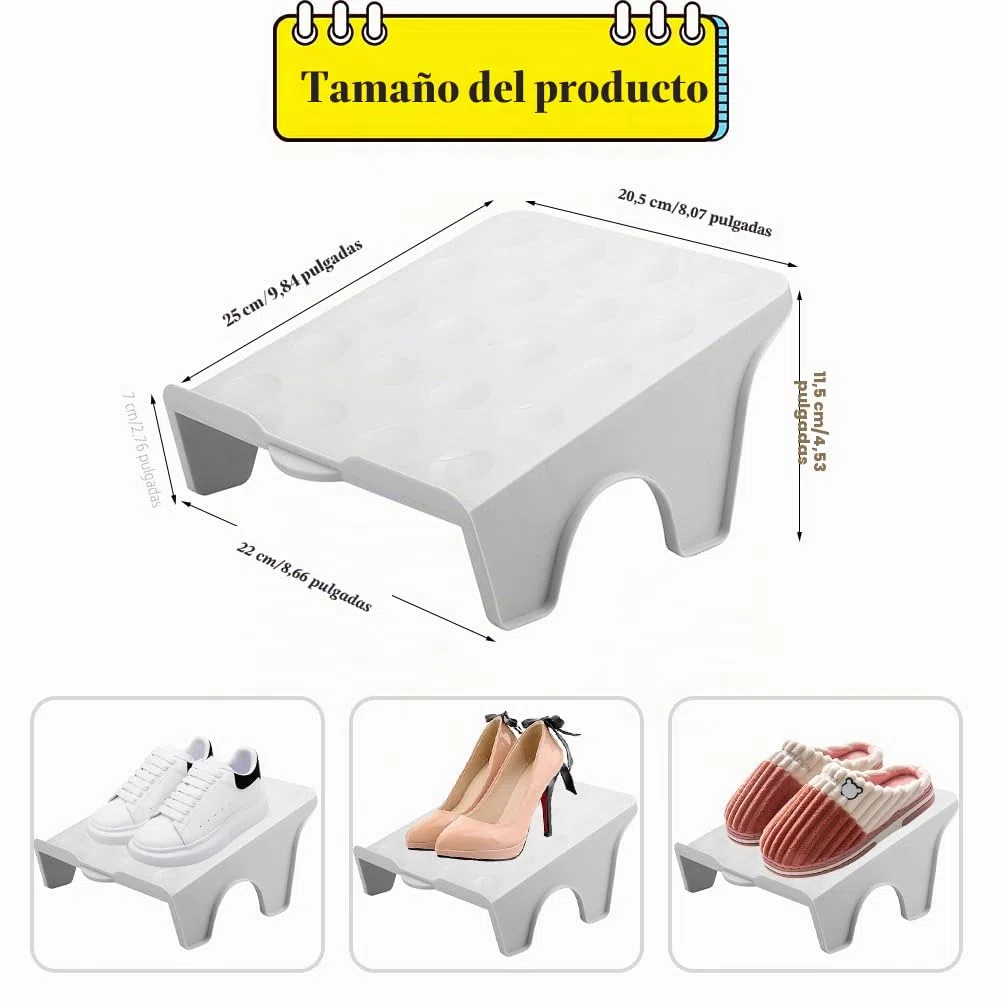 Organizador de zapatos antideslizante con ranuras para zapatos, 4 unidades, ahorro de espacio, doble capa, organizador de zapatos, ahorro de espacio, organizador de zapatos para el hogar