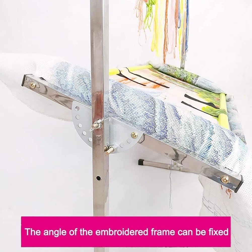 Soporte ajustable para aro de bordado, soporte de marco de punto de cruz de acero inoxidable de alta calidad con 12 hebillas de alambre para colgar, ideal para manualidades y punto de aguja de