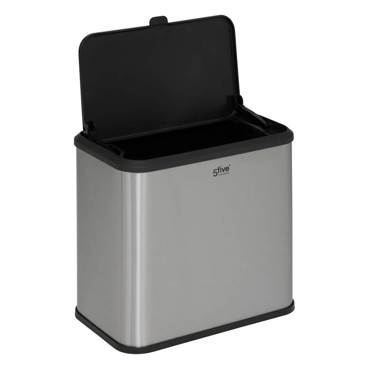 5five - Contenedor de compostaje de acero inoxidable de 5 l con gancho para colgar, doble apertura, cubo extraíble, revestimiento antihuellas, fácil limpieza