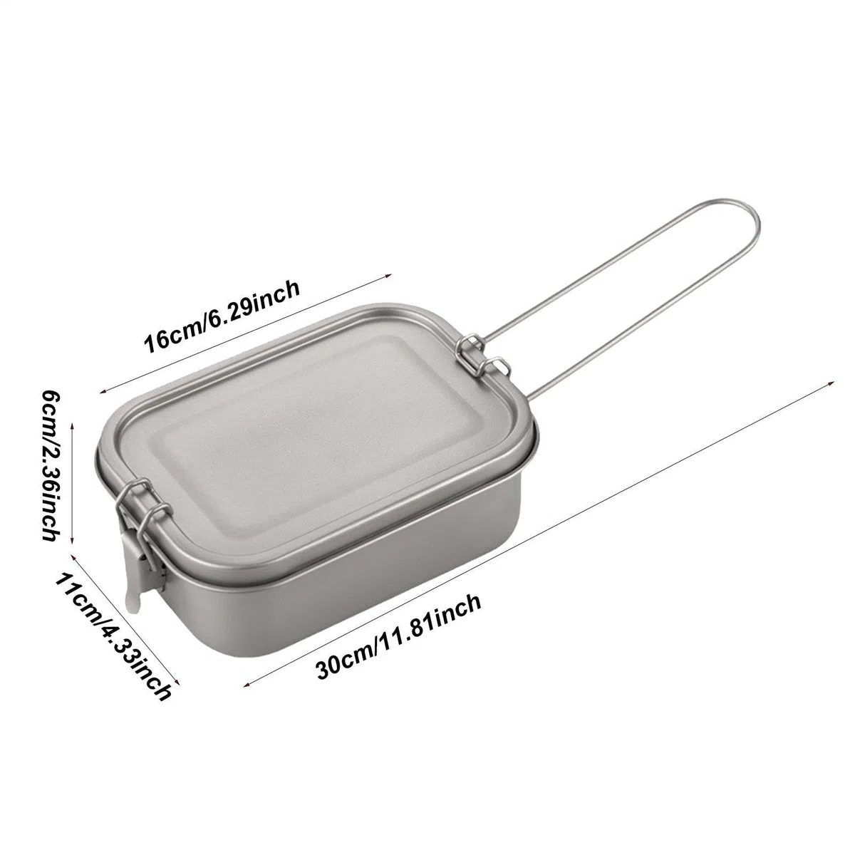 De Almuerzo De Titanio - Conservación De Alimentos De Metal | Tapa Hermética Ligera | Contenedor De Cocina Al Aire Libre Impermeable Con Mango Plegable, De Comida De Camping Para Senderis