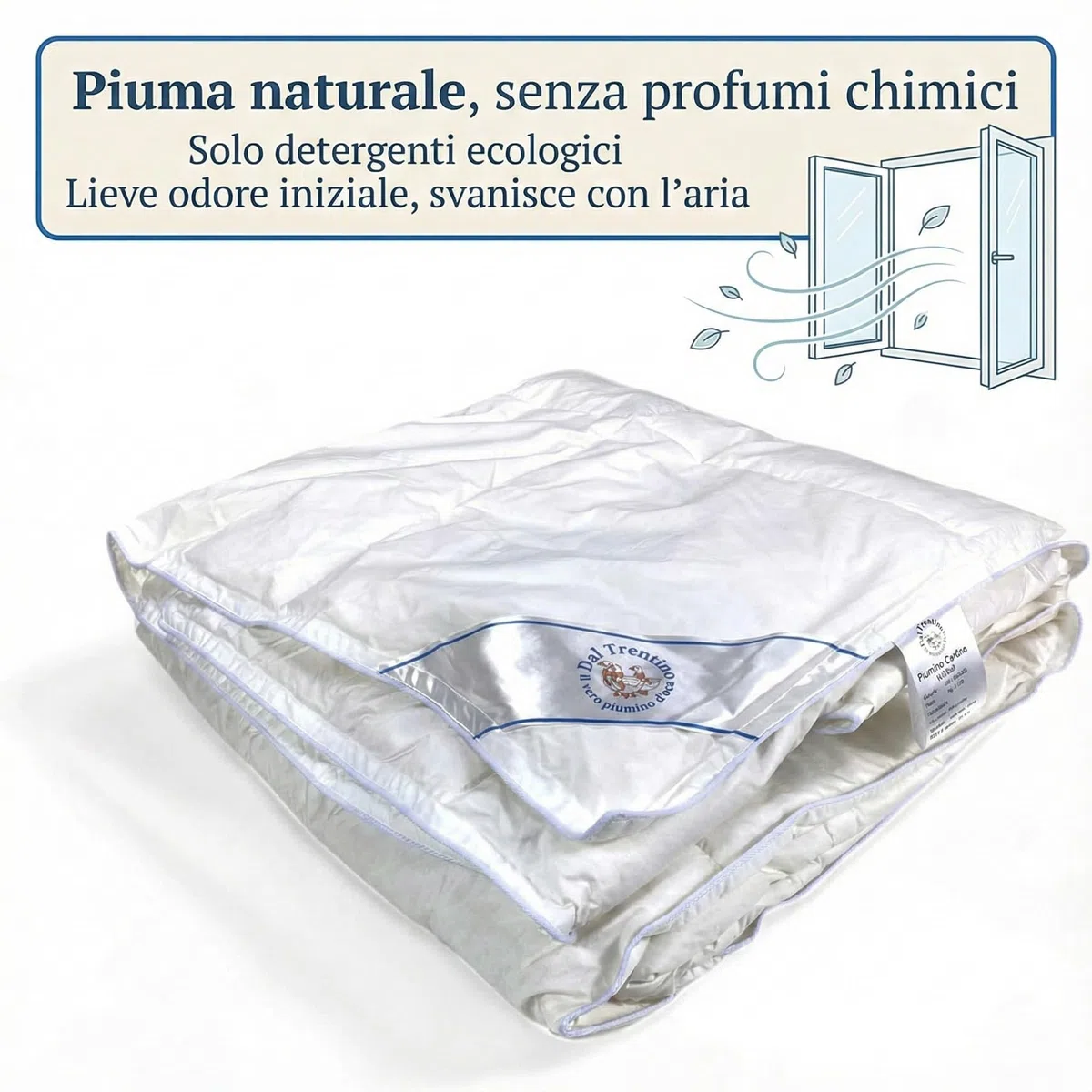 tex family Trentino edredón nórdico de Plumas de Ganso Invierno 100% Relleno Natural 360 g/m² – edredón cálido – Cassette, Tejido algodón, Certificado Oeko-Tex Standard 100 - Cm. 200x200