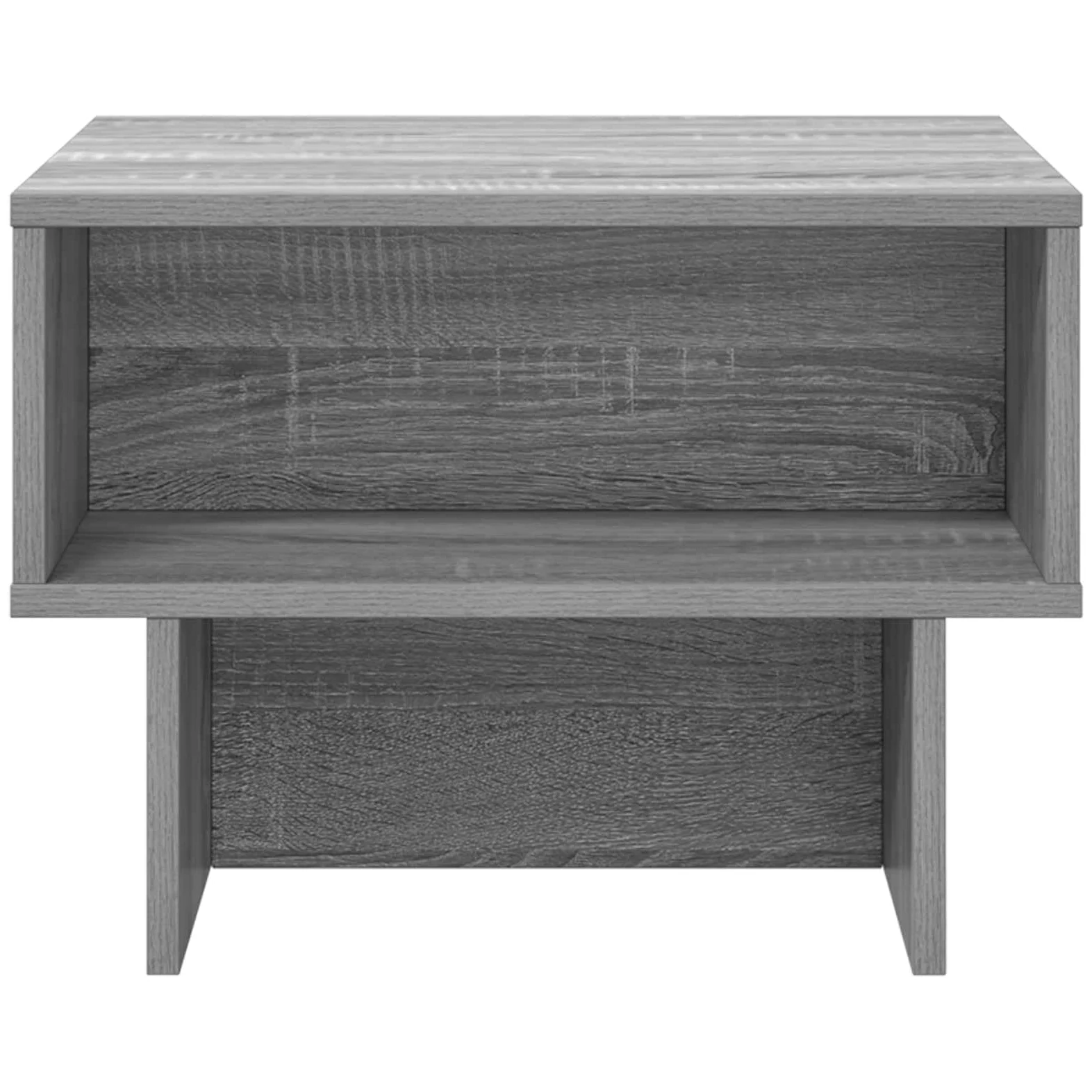 Mesa de centro Sonoma gris 48 x 46 x 35 cm, pequeña mesa auxiliar de madera para salón, moderna mesa de salón con 2 estantes, mesa de sofá compacta