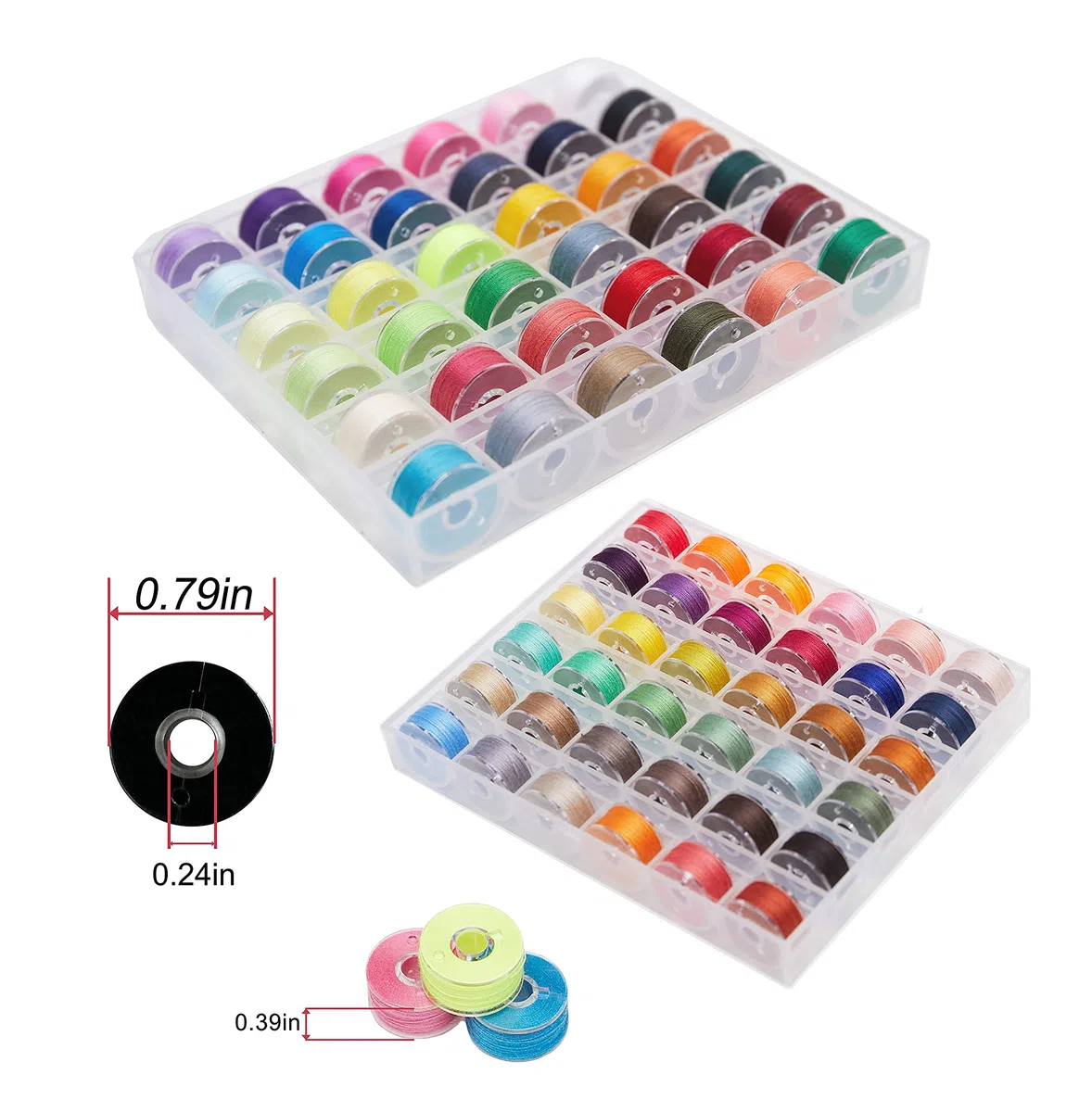 HimaPro 72 bobinas de colores surtidos con estuche de almacenamiento compatibles con Brother, Babylock, Janome y Singer, etc. (SA156), peso 40, viene con cinta métrica suave, agujas surtidas y