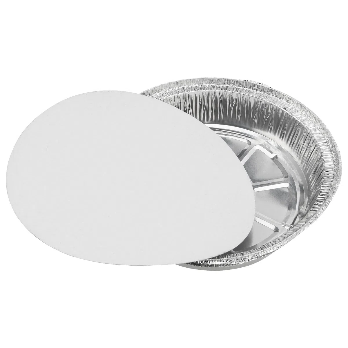 Paquete de 40 bandejas de papel de aluminio de 8 pulgadas con tapas de papel, bandejas redondas de papel de aluminio de 900 ml, recipientes redondos de papel de aluminio, bandejas de hornear