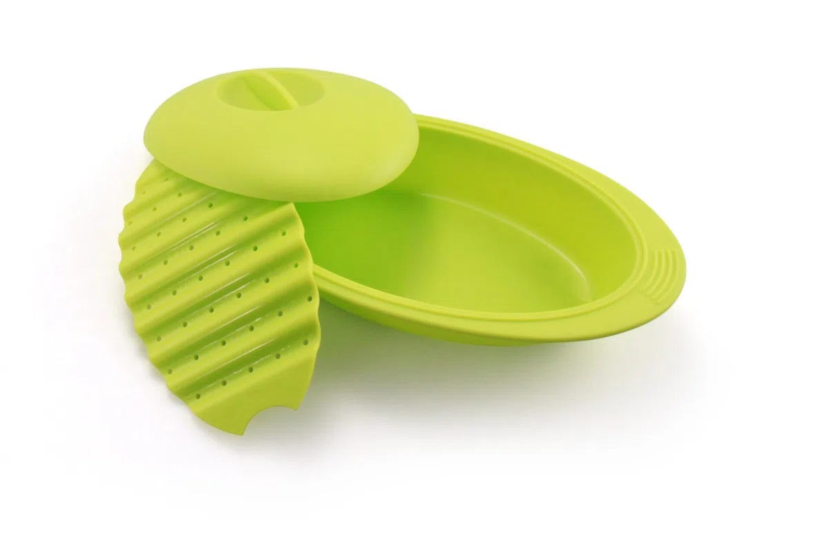 Estuche de vapor para microondas, horno o freidora de aire en silicona (1 pieza) Sivita, 28 cm, verde