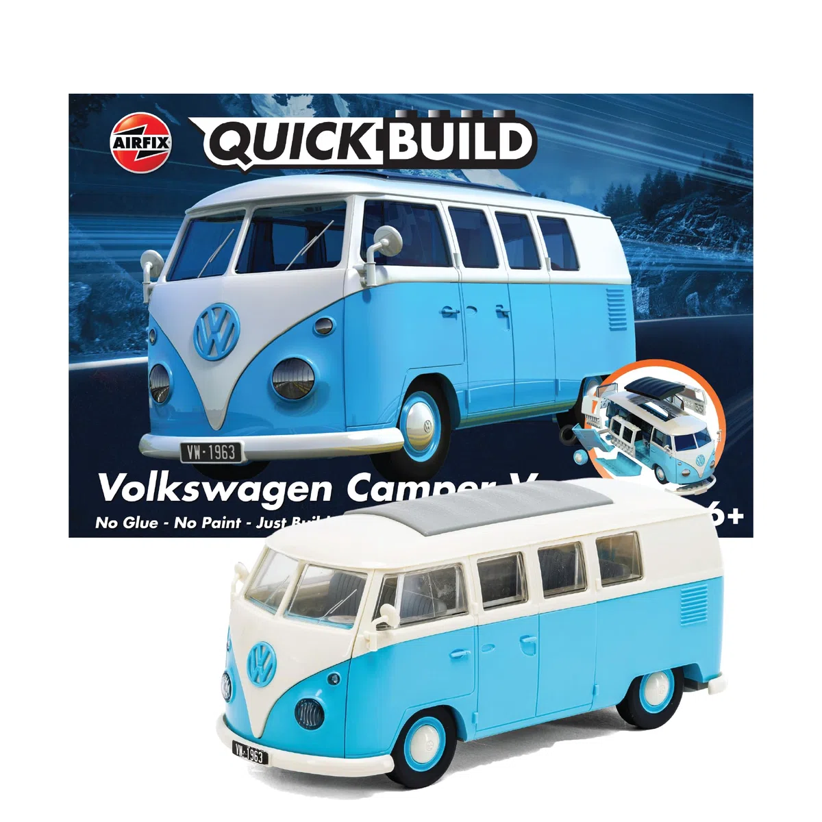 Airfix QUICKBUILD VW Camper Van, Kit de Modelado, Azul