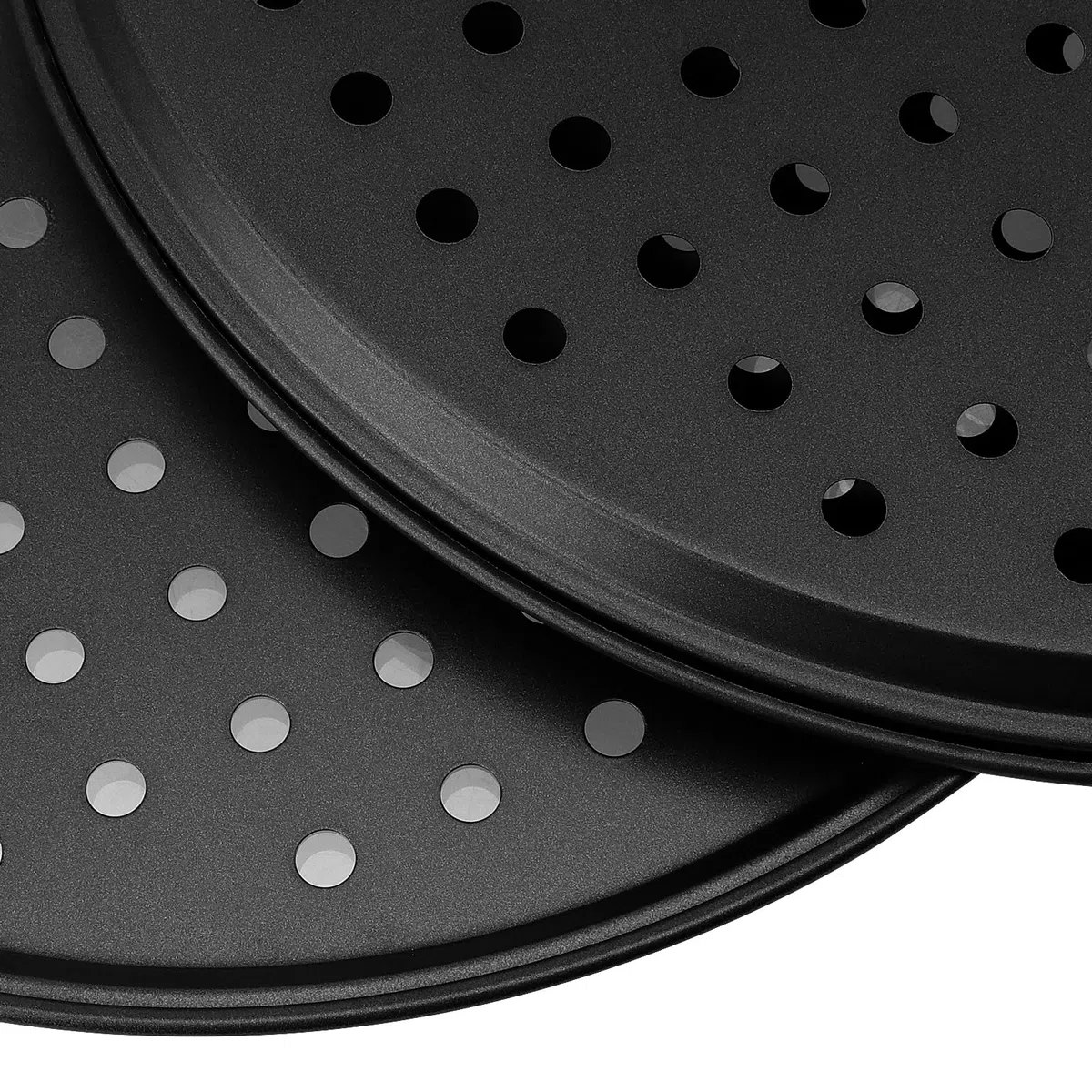 4 bandejas para pizza redondas de 32 cm, antiadherente, con agujeros, bandeja para pizza perforada, acero al carbono, molde para pizza
