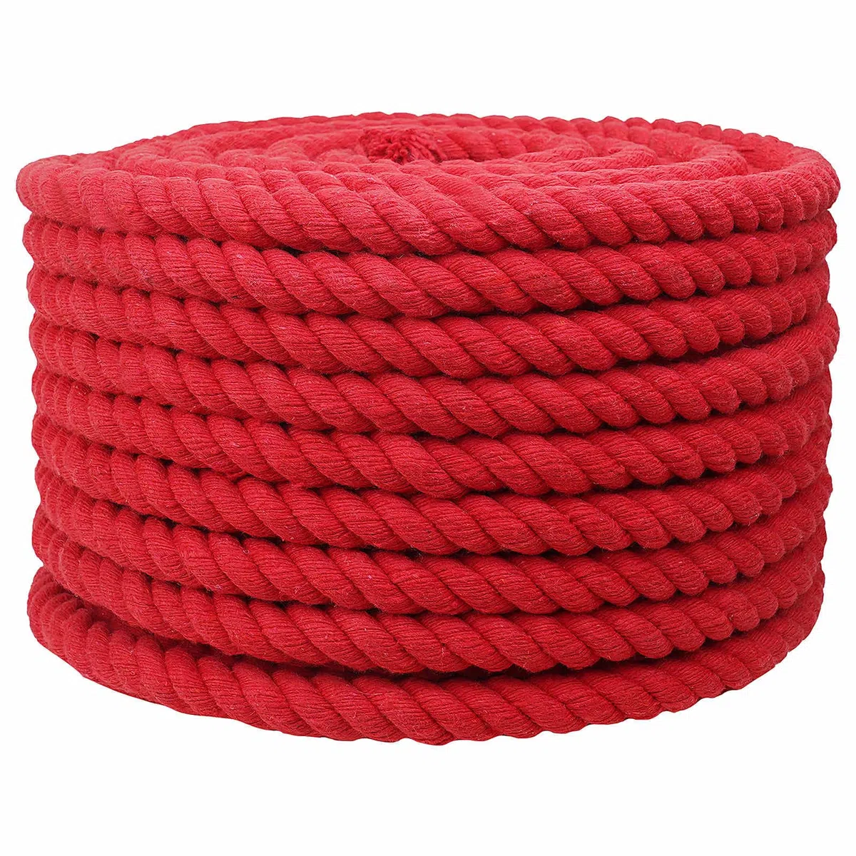 Cuerda de algodón roja de 2,4 x 2,4 x 5000 cm, 3 capas, para cuerda de rocío, macramé, decoración, fijación, atar y proyectos de jardinería