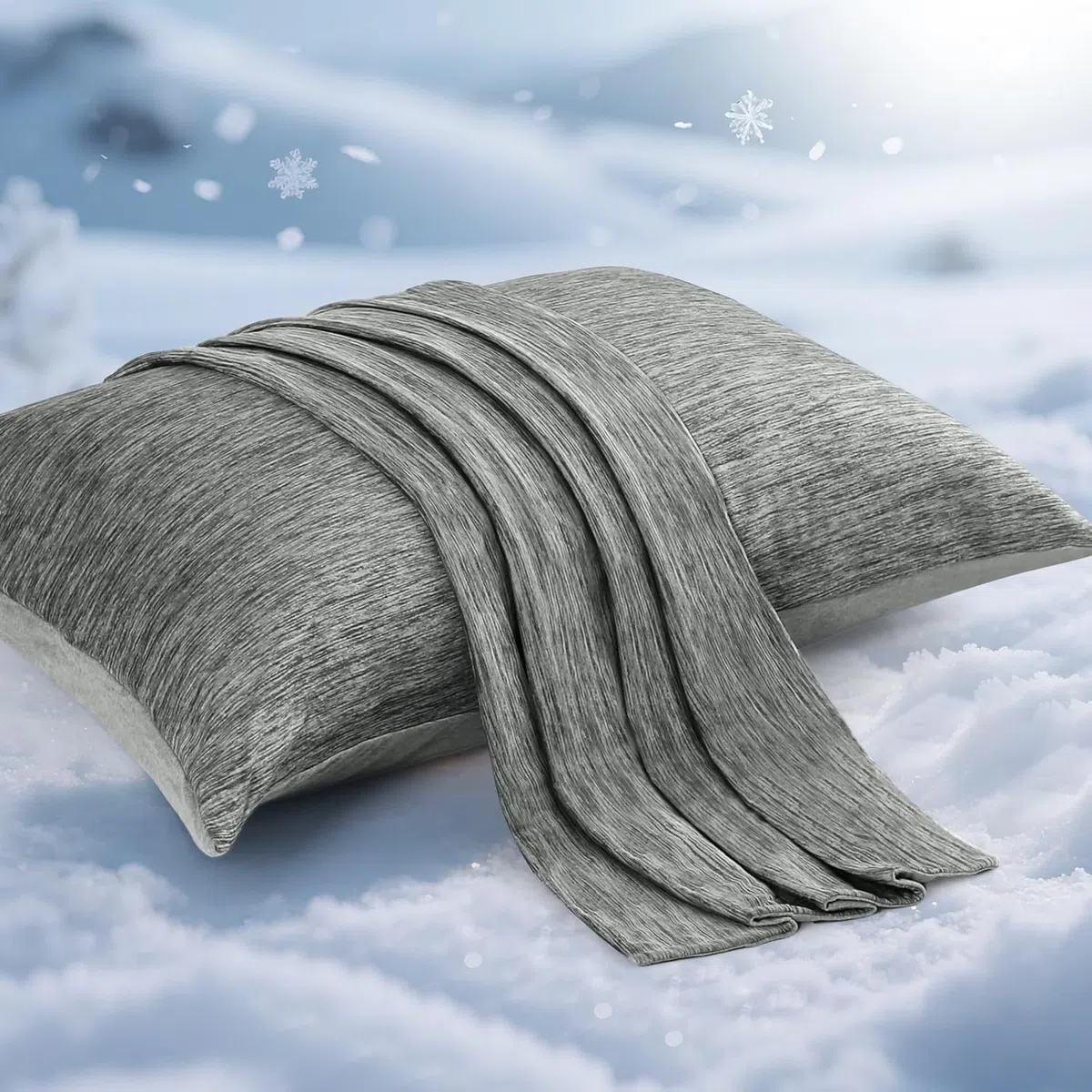 Elegear Fundas de Almohada Refrigerantes (2 Pack), Doble Cara ARC-Chill Q-MAX 0.5 Fibra Refrigerante y 100% Algodón, Funda de Almohada Suave y Transpirable con Cremallera Oculta 40x80cm, Negro