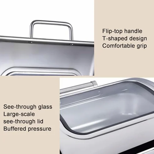 Juego de platos de buffet con cubiertas transparentes, calentadores de alimentos para catering, fiestas y restaurantes, para eventos y reuniones